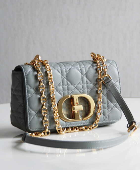 Christian Dior Small Dior Caro Bag Grey